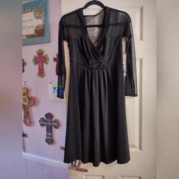 Donna Ricco Dresses | Donna Rico Michelle Size 6 Sheath Little Black Dress Sheer Mesh Overlay Inset | Color: Black | Size: 6 | Daisybrown234's Closet